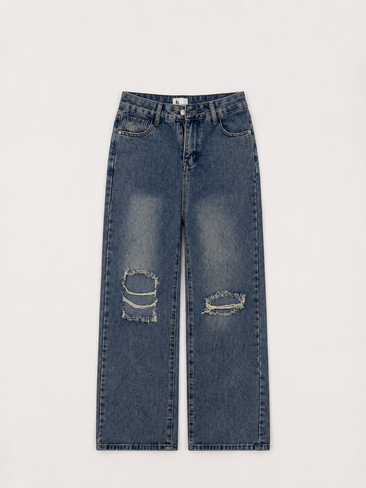 Men's Jeans Distressed Frayed Panel