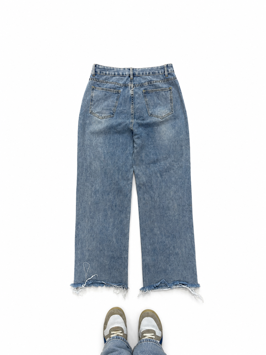 Women's Light Wash Wide Leg Distressed Jeans