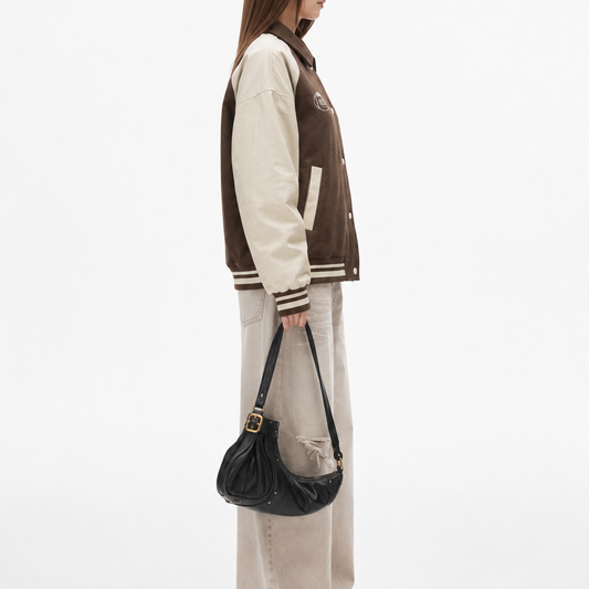 Brown & Cream Collegiate Varsity Bomber Jacket