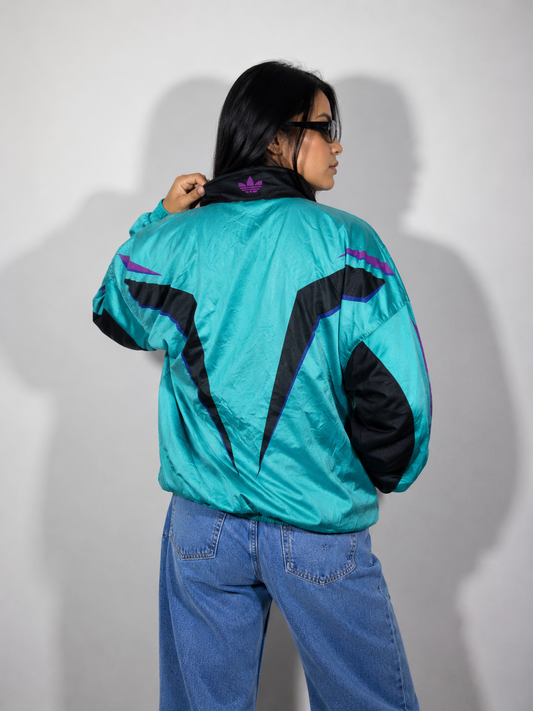 Women's Jacket Vintage Teal & Purple Colorblock Track