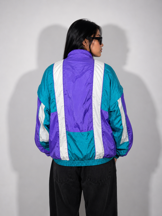 Women's Jacket Vintage 90s Teal Colorblock