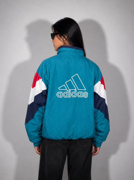 Women's Jacket Vintage Nylon Colorblock Full-Zip Windbreaker Jacket
