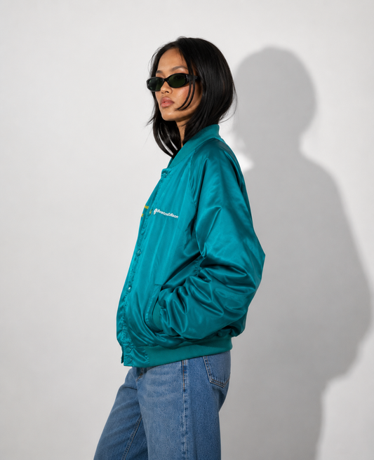 Women's Jacket Vintage Teal Satin Coach