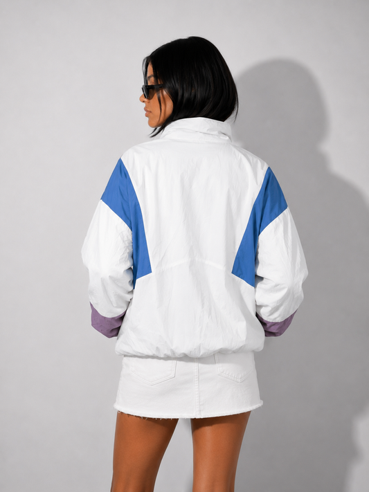 Women's Jacket Retro White & Lavender Sports Windbreaker