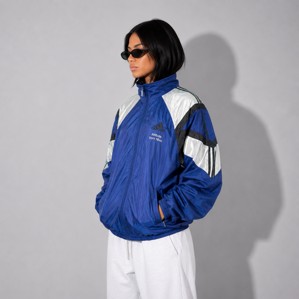 Women's Jacket Originals Retro Windbreaker – Blue and White