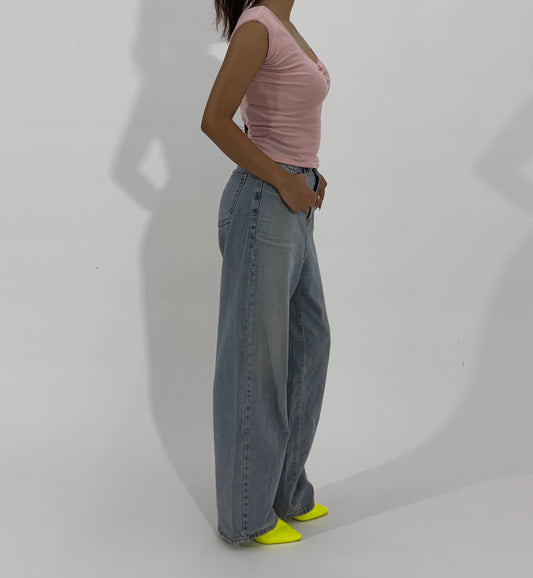 Women's Jeans Light Wash Baggy Wide-Leg