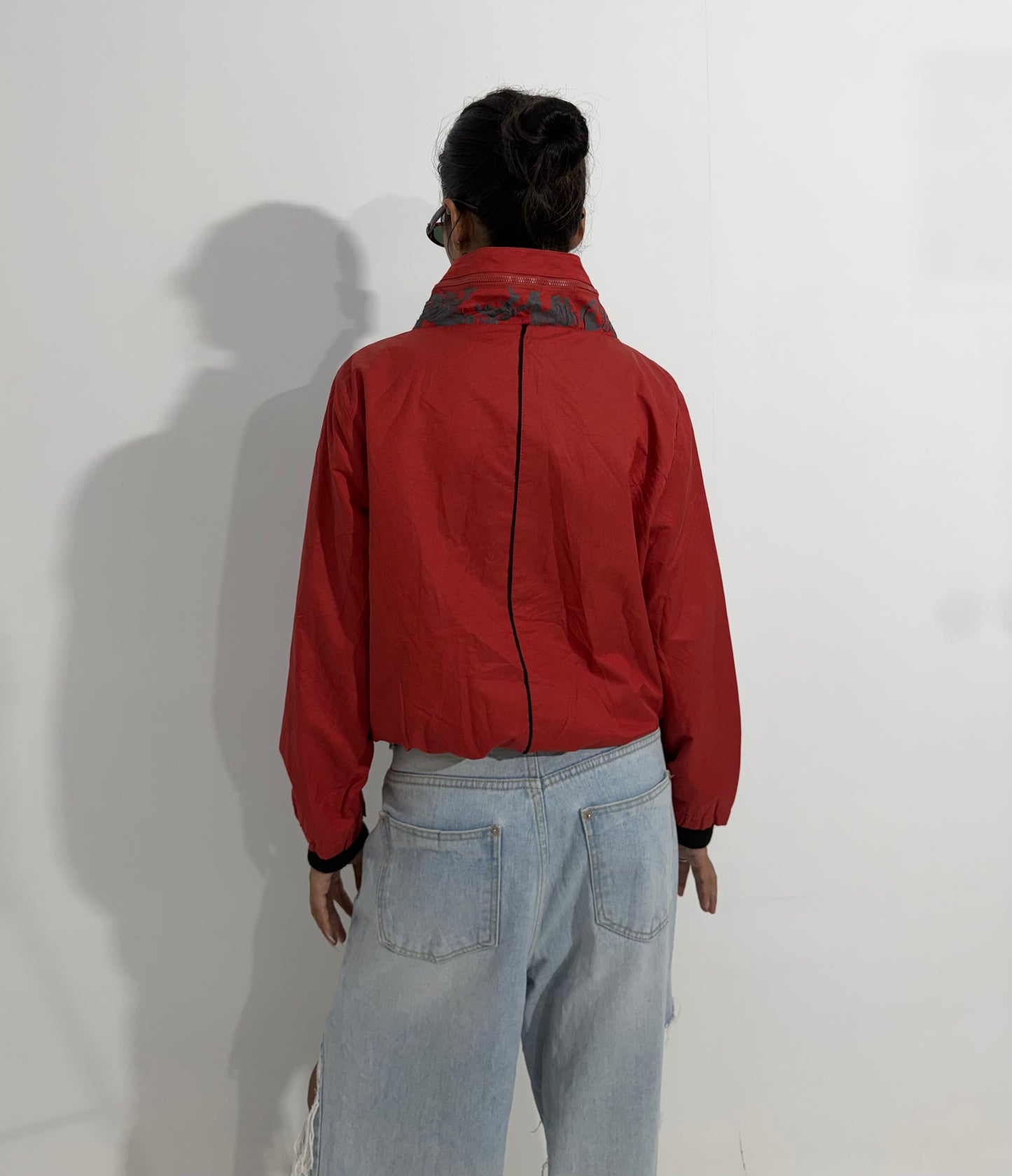 Women's Jacket Red High Neck Zip-Up Lightweight