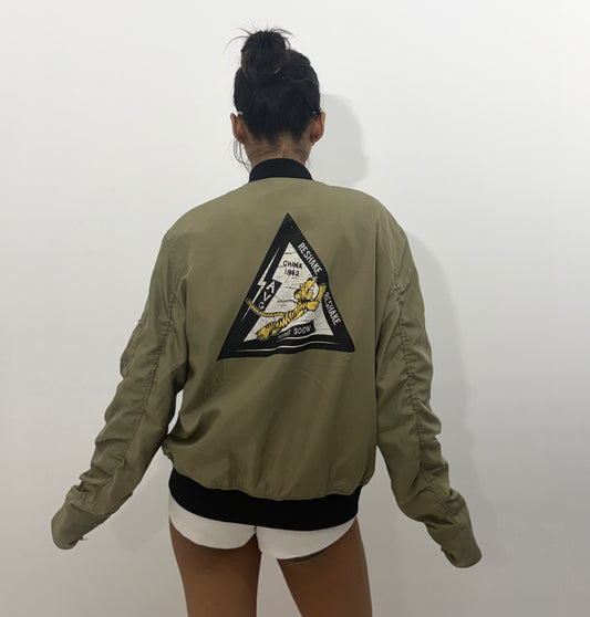 Women's Jacket Olive Green Utility Bomber