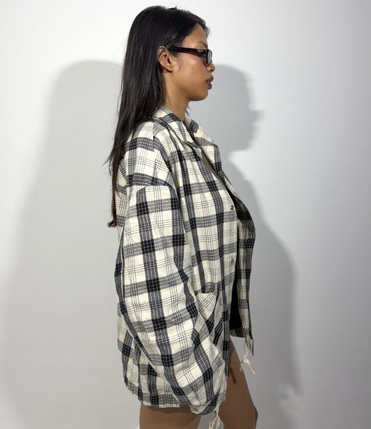 Women's Jacket Black & White Plaid Overshirt