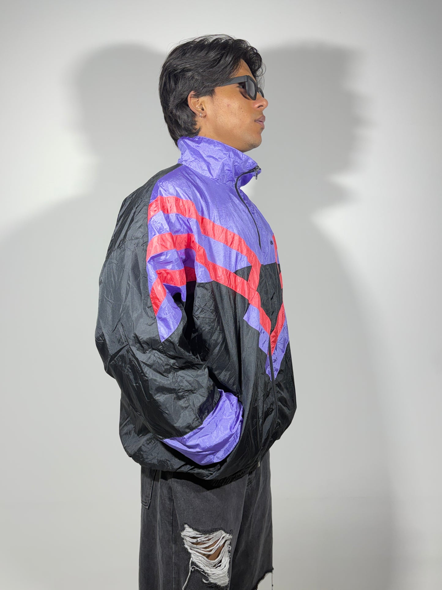 Vintage Chevron Colorblock Windbreaker Men's Jacket