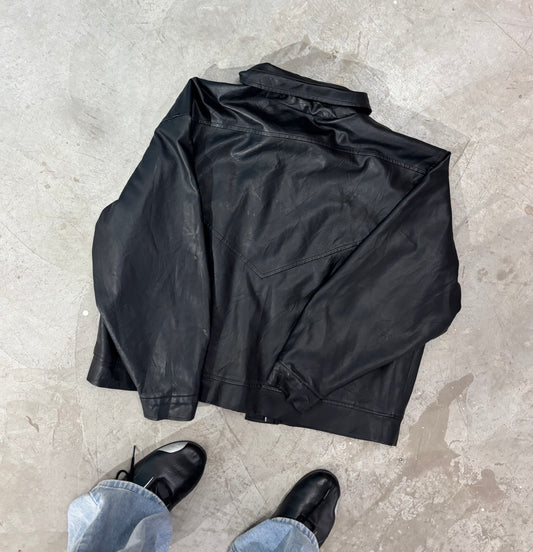 Unisex Jacket 90s Black Leather Utility
