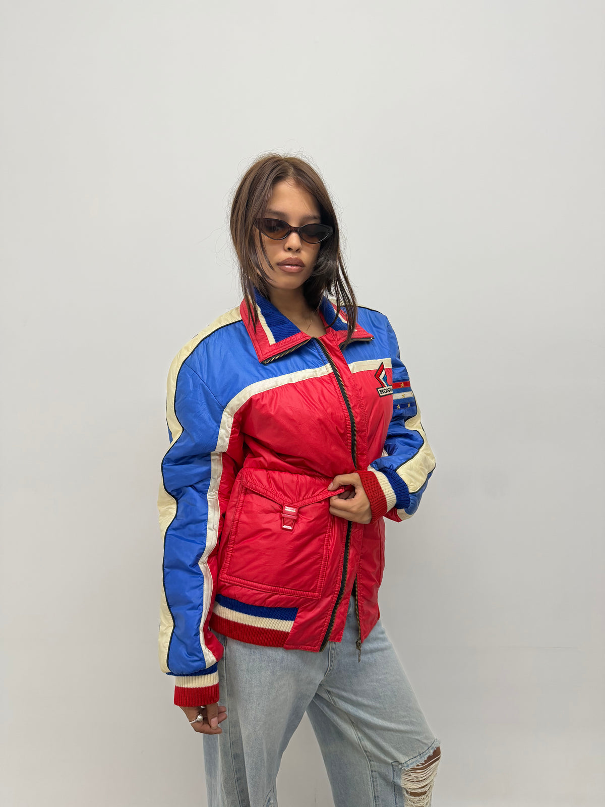Unisex Red and Blue Racer Bomber Jacket