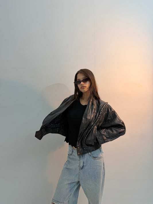Vintage Black Asymmetrical Moto Unisex Leather Jacket