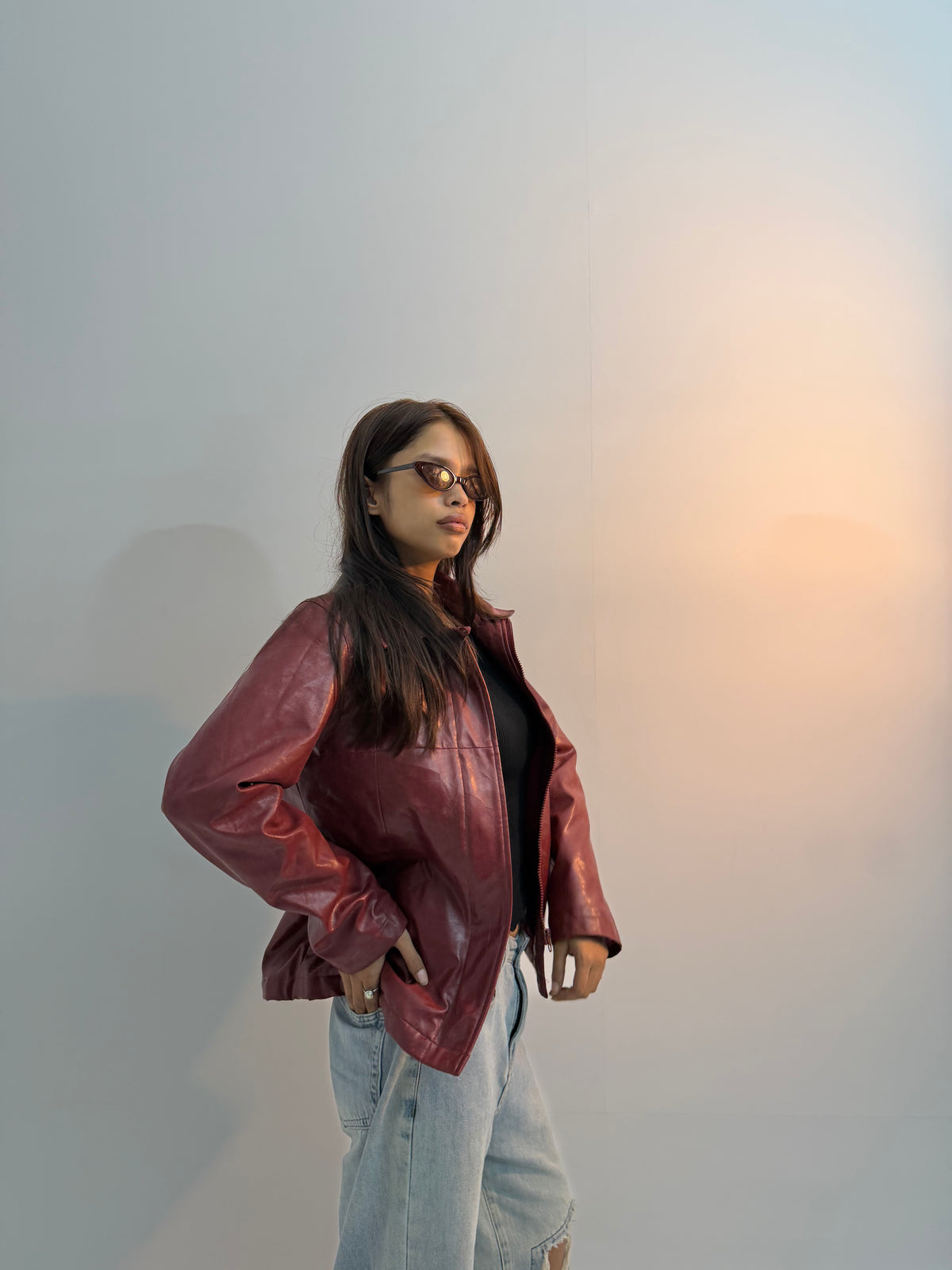 Vintage Red Asymmetrical Moto Unisex Leather Jacket