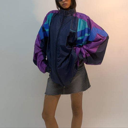 Unisex Purple and Blue Colorblock Windbreaker Jacket