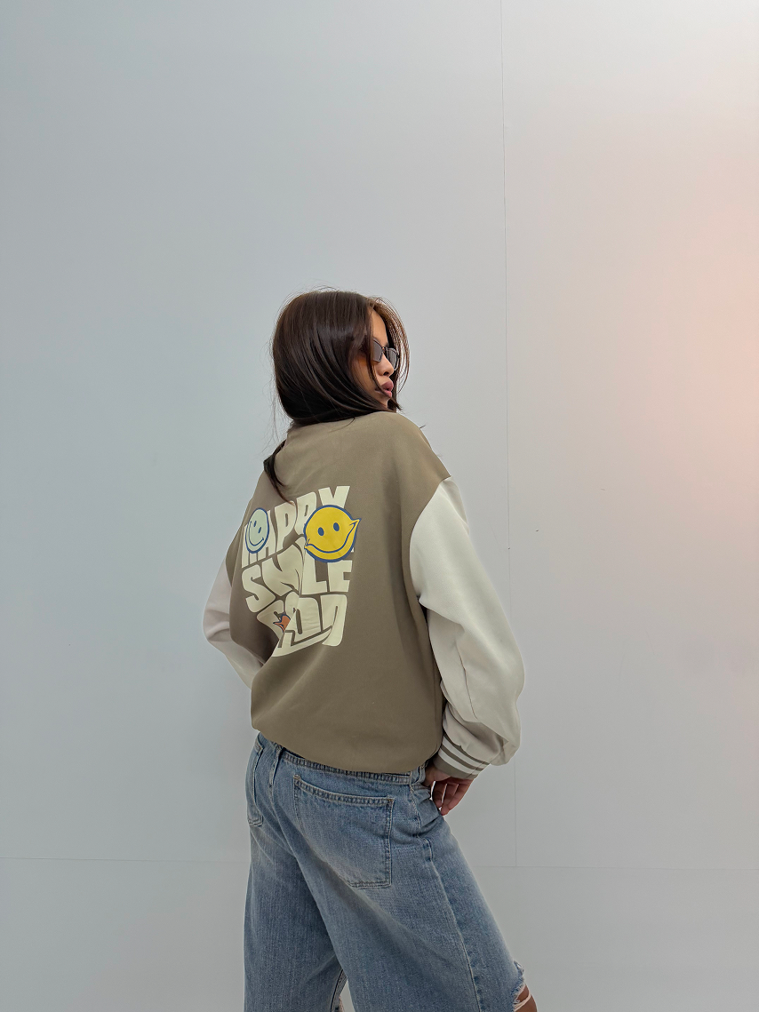Vintage Khaki Graphic Unisex Varsity Jacket