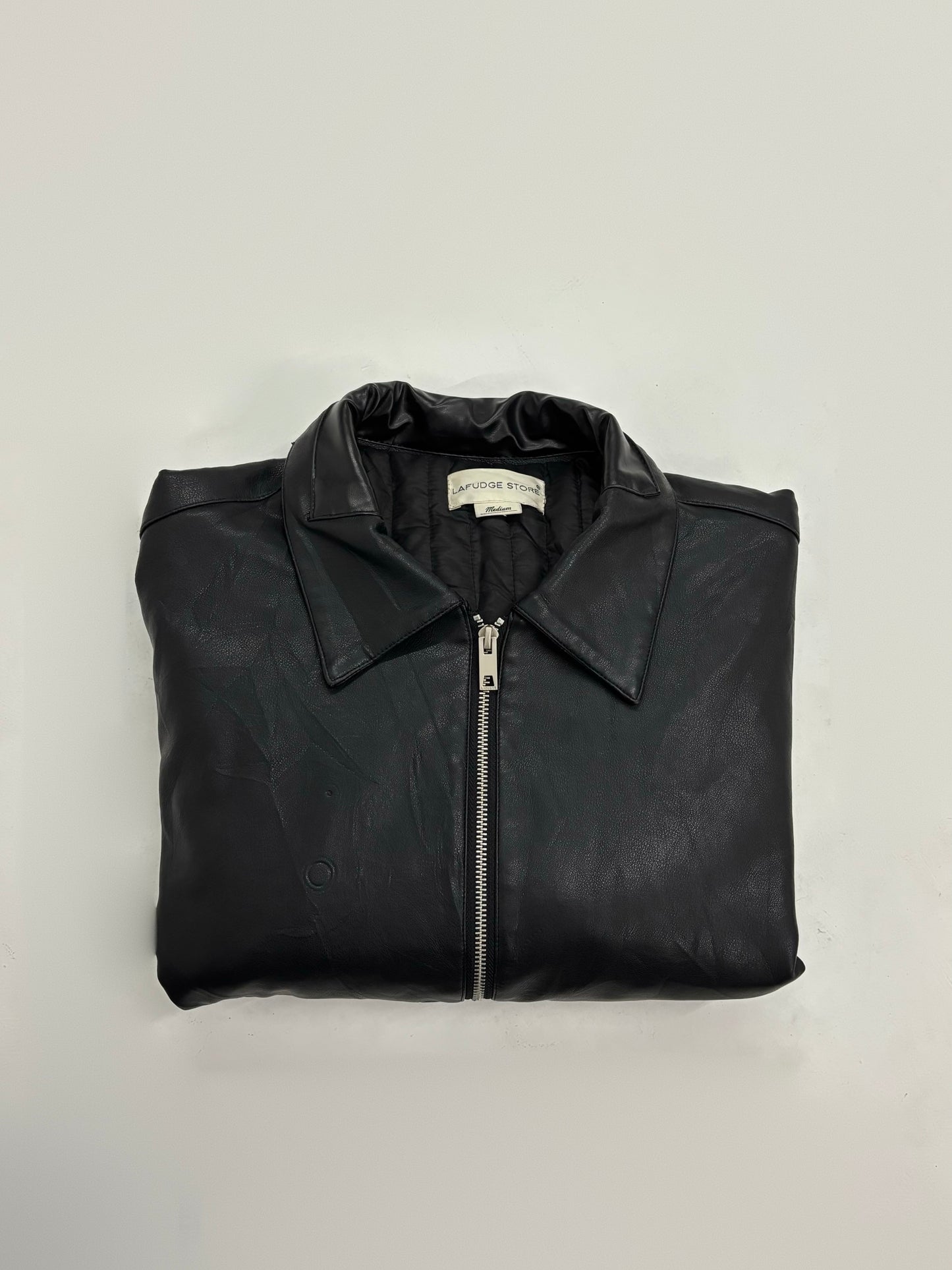 Oversized Unisex Black Leather Utility Jacket
