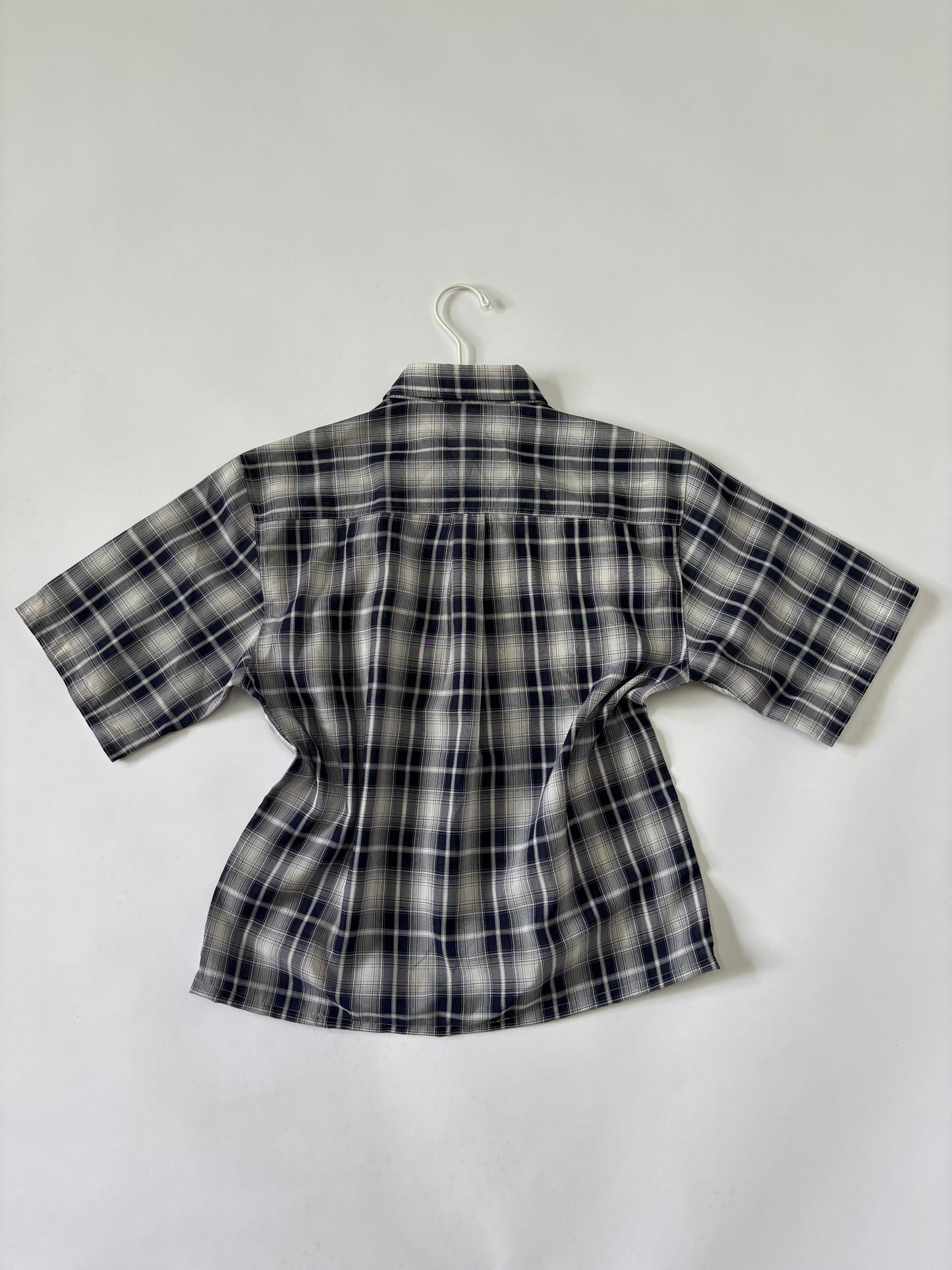 Navy Plaid Short Sleeve Shirt