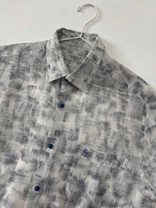 Men's Shirt Short Sleeve Grey Abstract Print