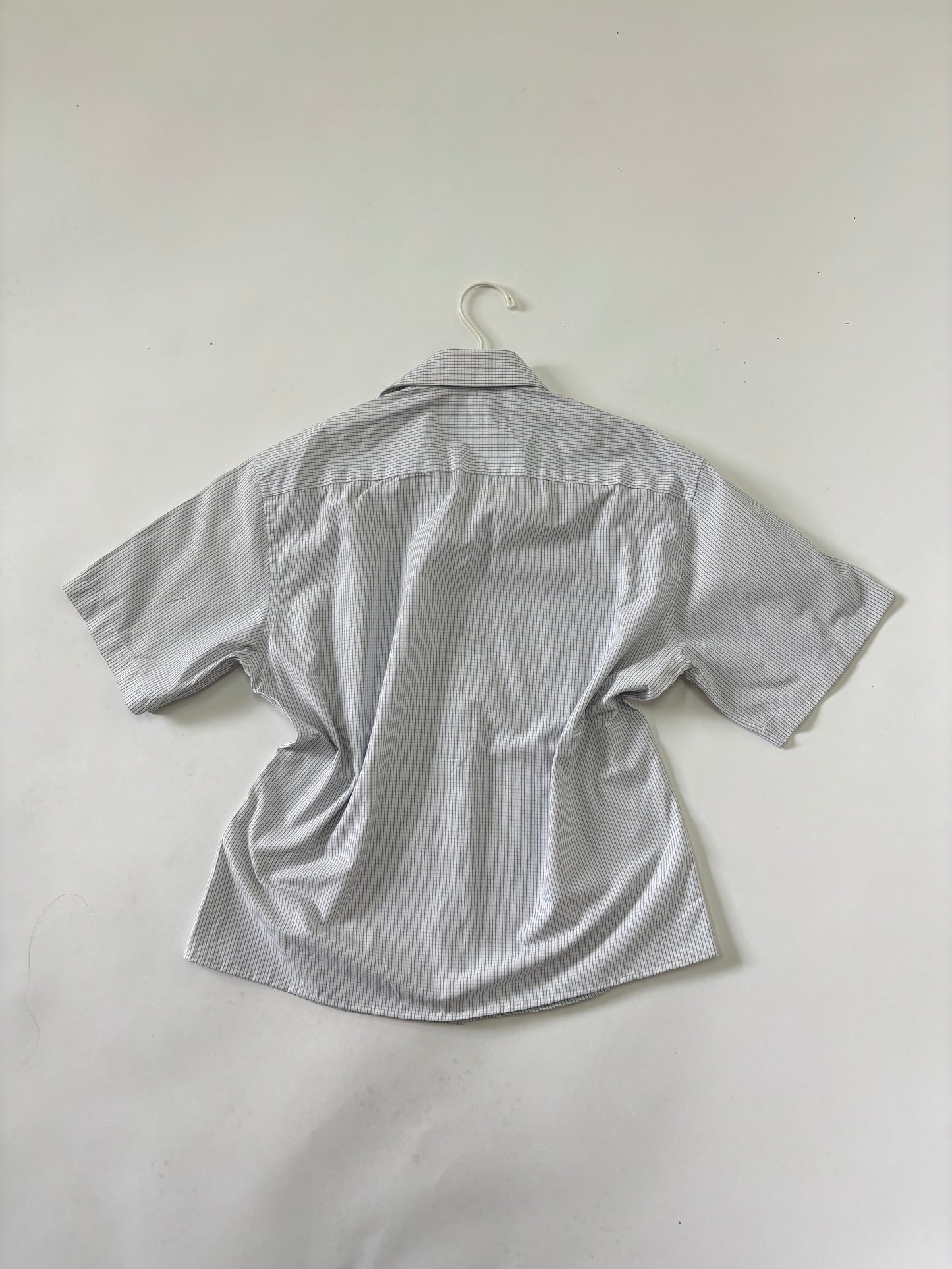 Light Grey Micro Check Short Sleeve Shirt