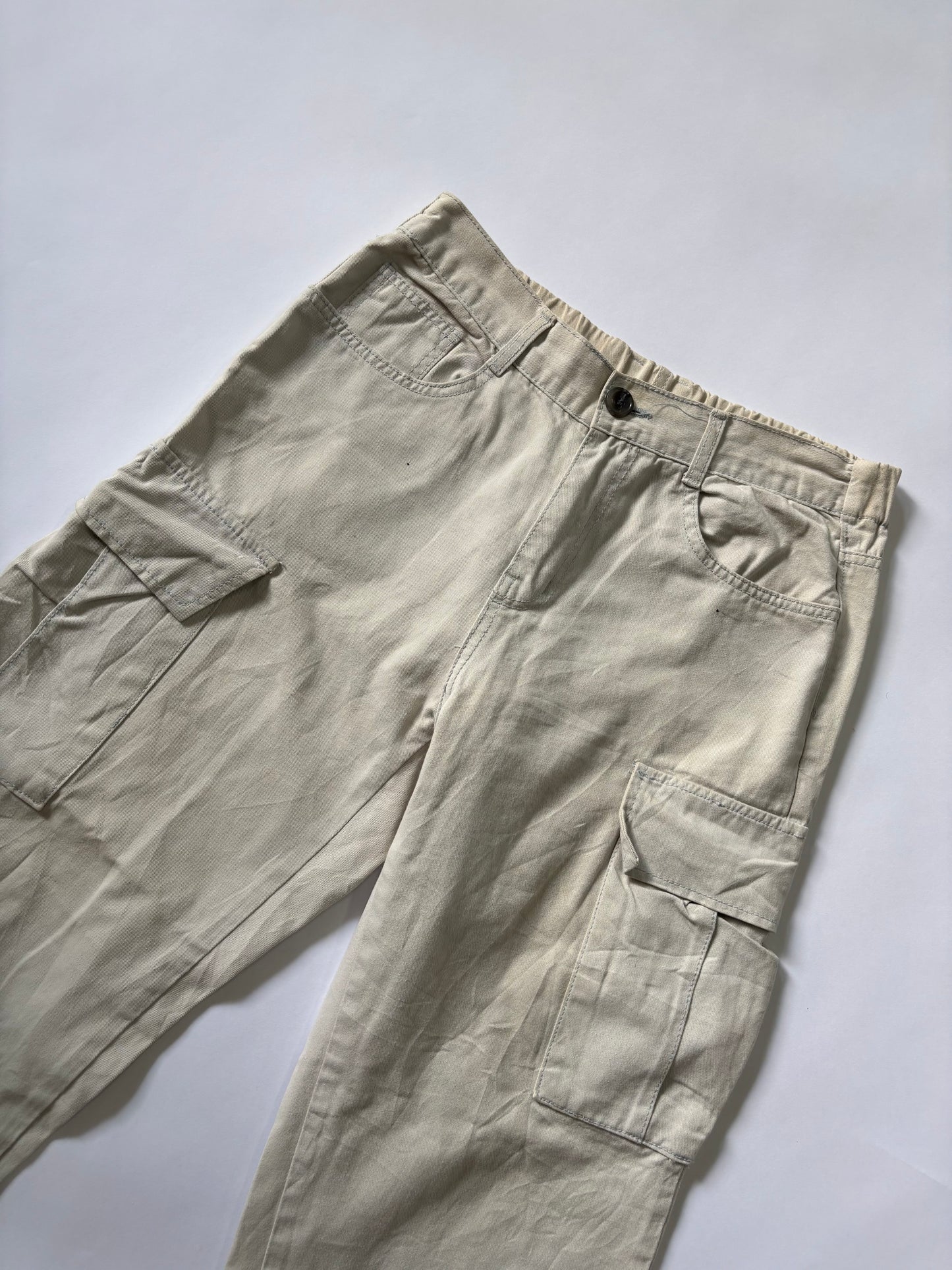 Unisex Jeans Cargos Straight Leg Off-White