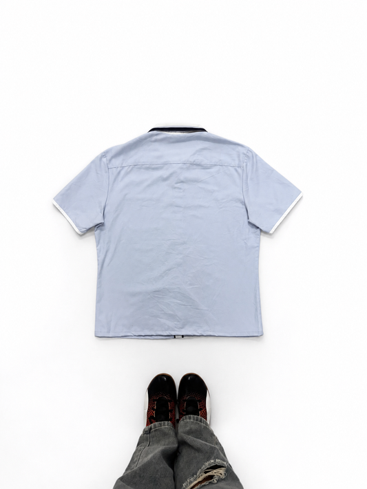Men's Shirt Light Blue Contrast Trim Short Sleeve