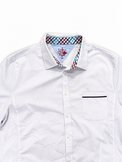 Men's Shirt White Pinstripe Short Sleeve Casual