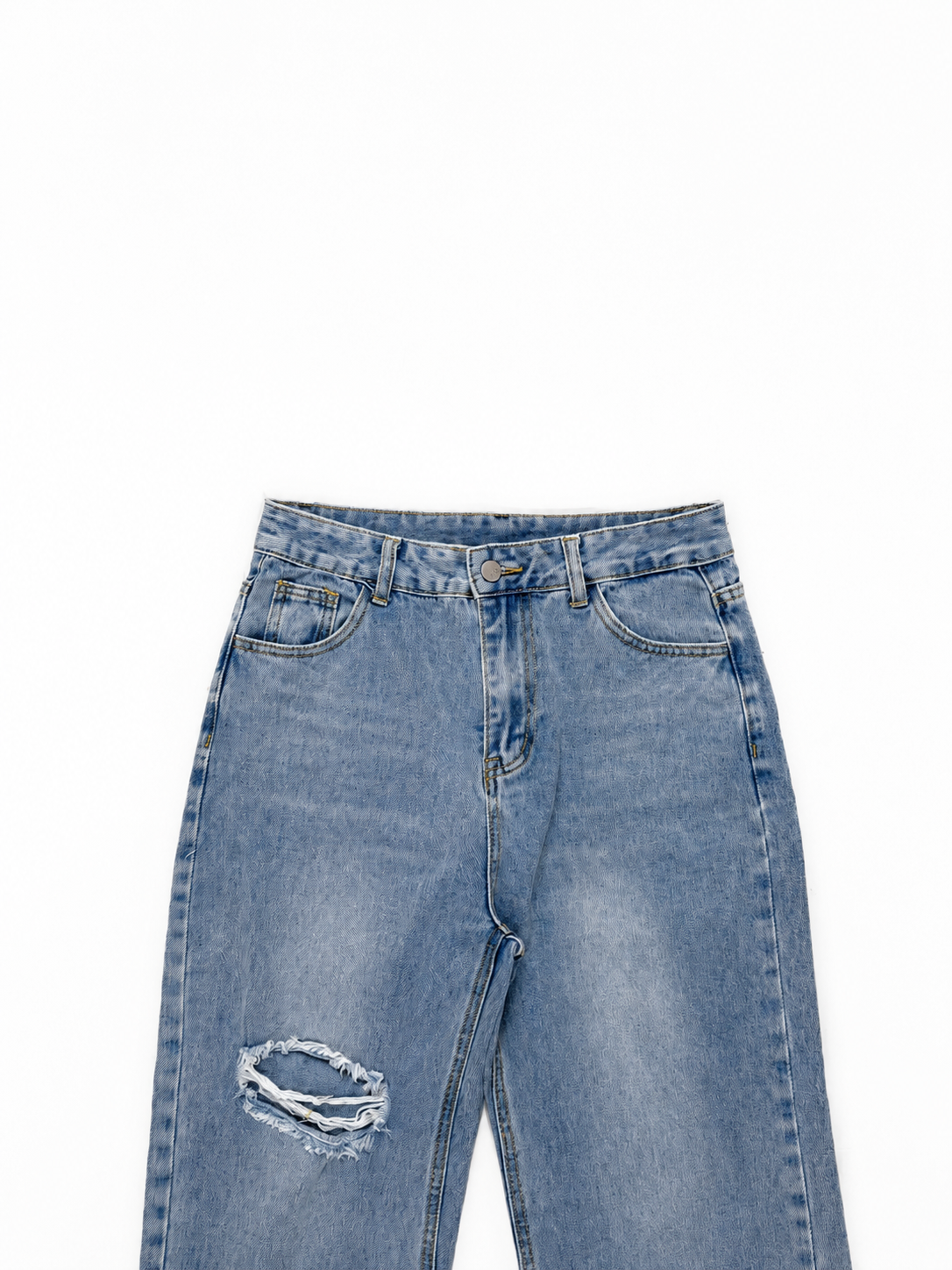 Women's Light Wash Wide Leg Distressed Jeans