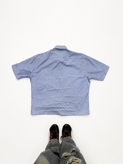 Vintage Blue & White Pinstripe Short Sleeve Shirt
