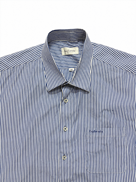 Men's Shirt Short Sleeve Vintage Blue & White Pinstripe