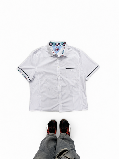 Men's Shirt White Pinstripe Short Sleeve Casual