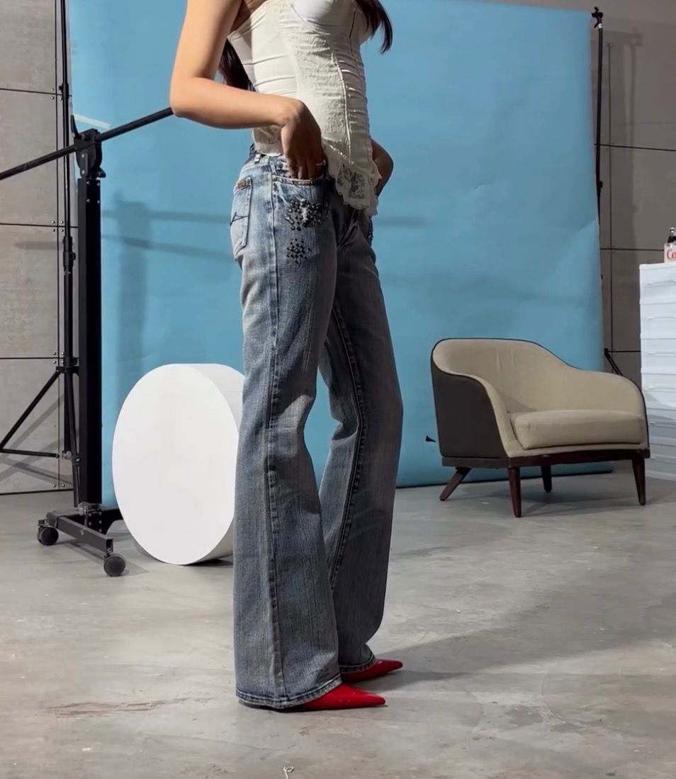 Studded bootcut jeans