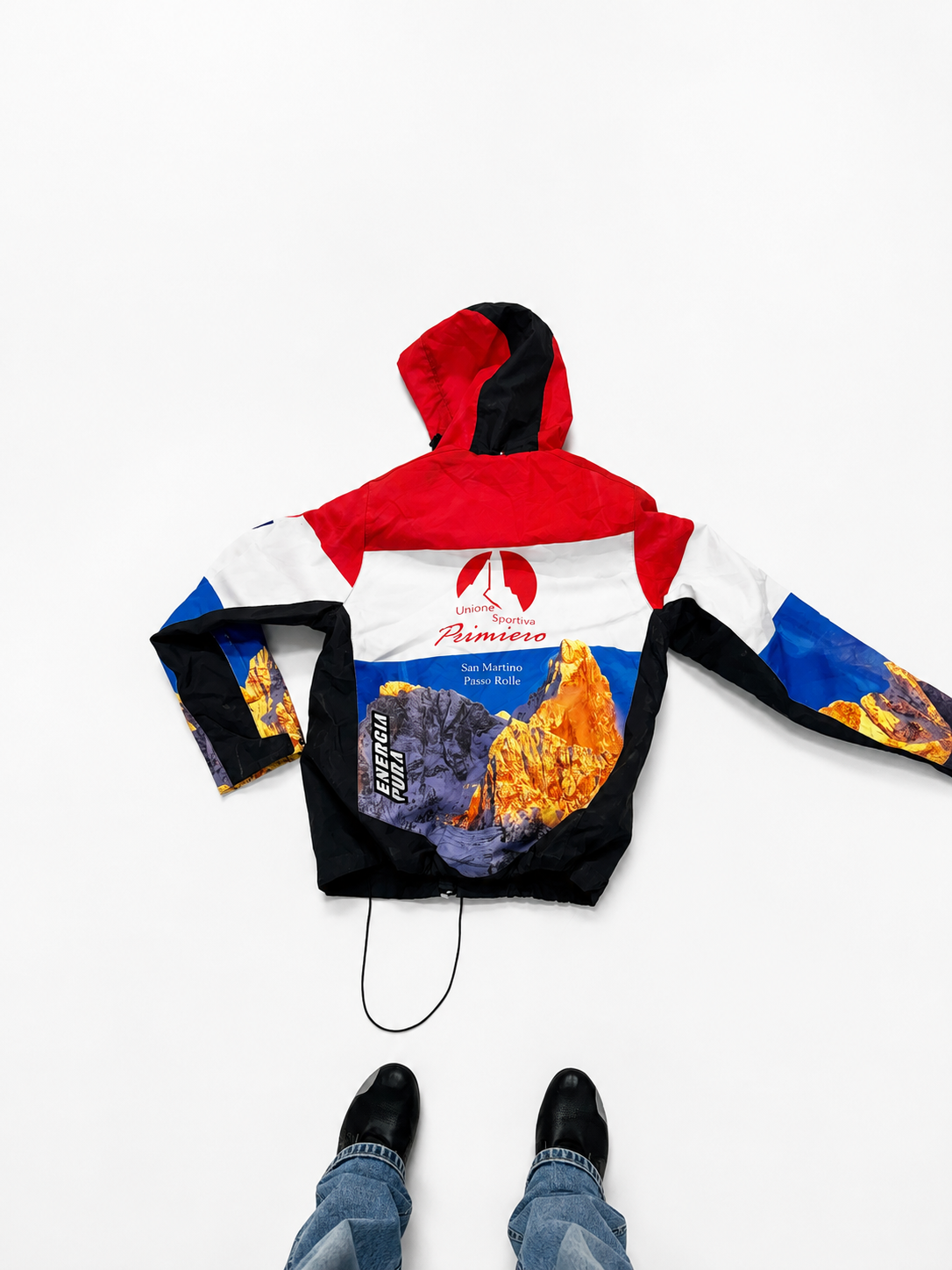 Alpine Summit Graphic Hooded Unisex Windbreaker Jacket – Red, White & Blue Outdoor Shell