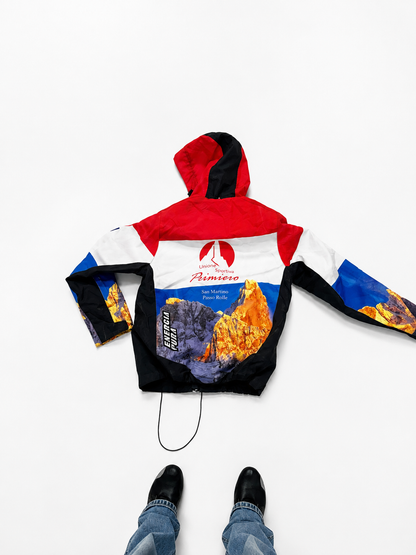 Alpine Summit Graphic Hooded Unisex Windbreaker Jacket – Red, White & Blue Outdoor Shell