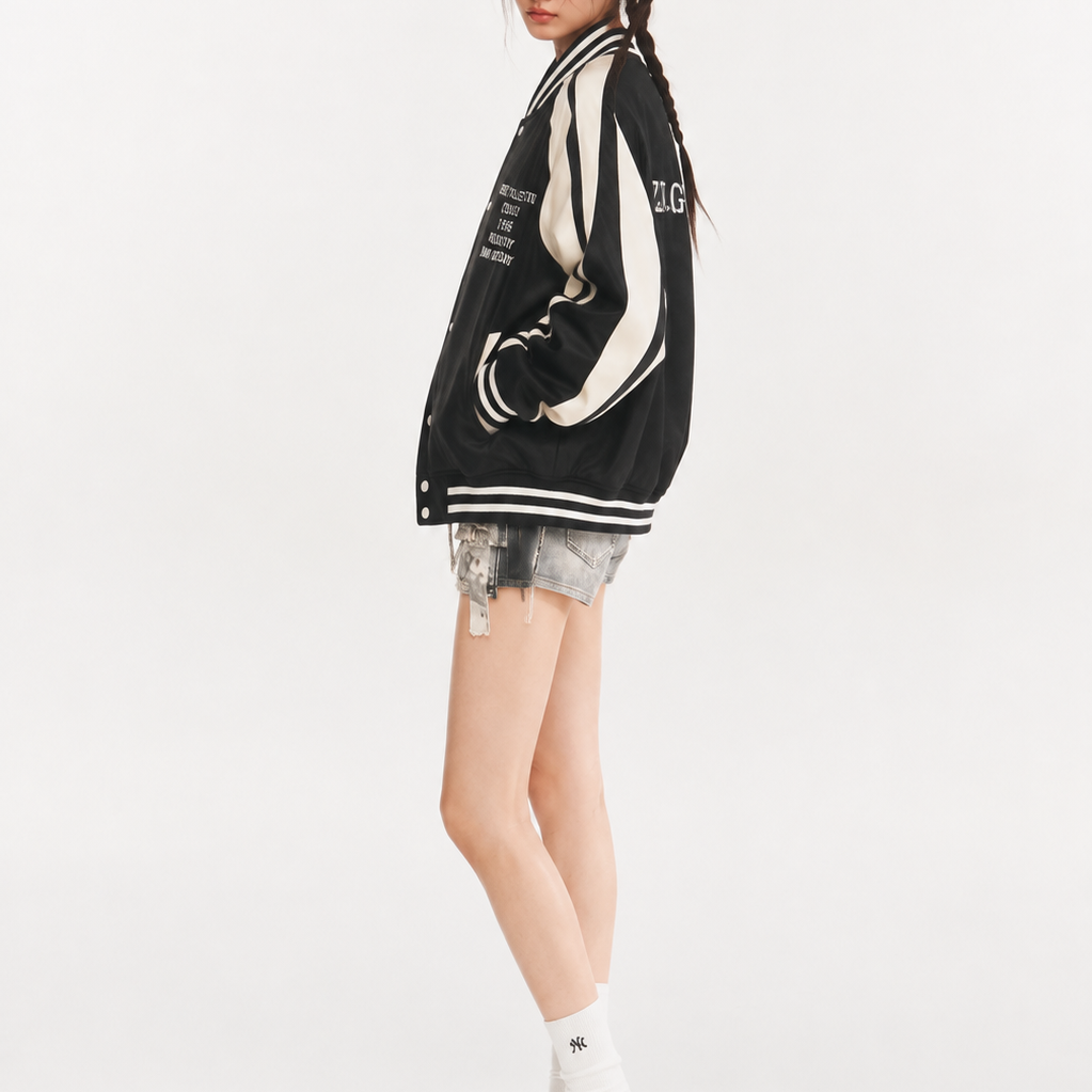 Midnight Collegiate Varsity Bomber Jacket