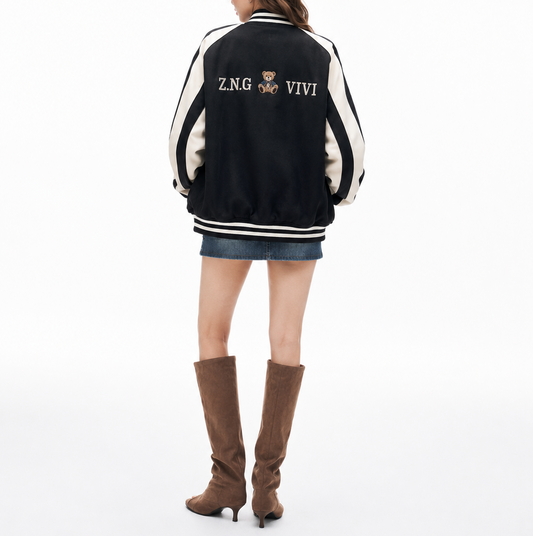 Noir Heritage Varsity Bomber Jacket