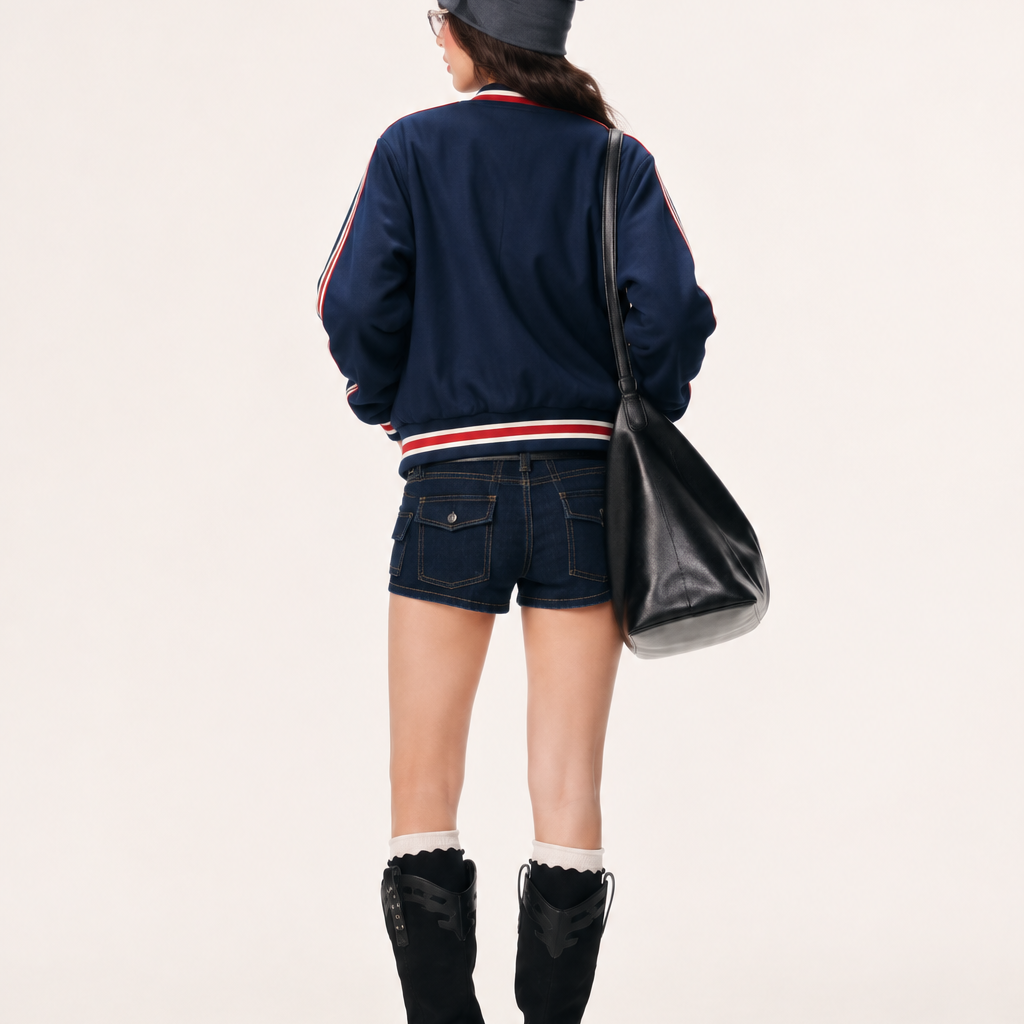 Navy Blue Varsity Bomber Jacket