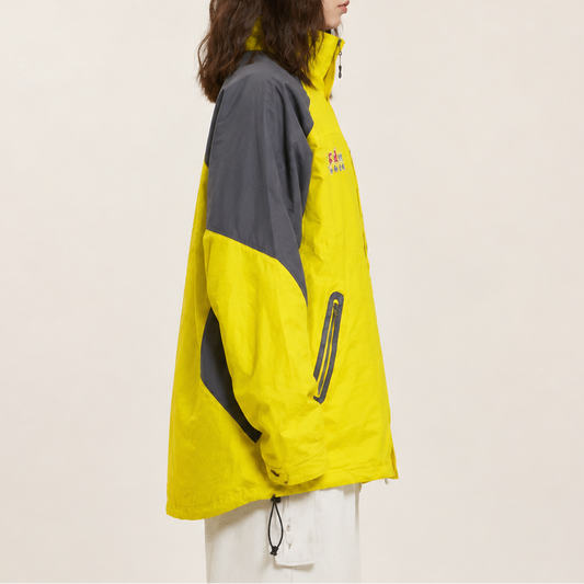 Unisex Neon Yellow & Charcoal Oversized Technical Windbreaker Jacket