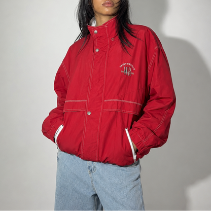 Women's Jacket - Vintage Red Sports Windbreaker
