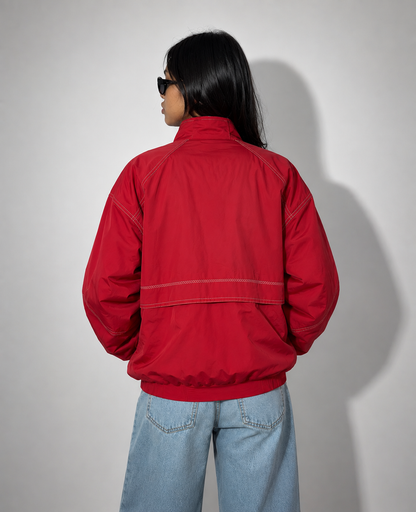 Women's Jacket - Vintage Red Sports Windbreaker