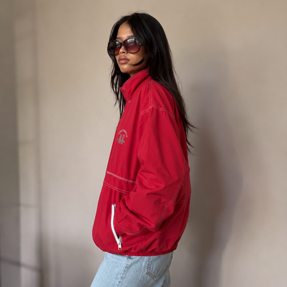 Women's Jacket - Vintage Red Sports Windbreaker
