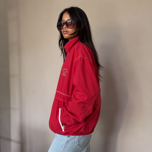 Women's Jacket - Vintage Red Sports Windbreaker