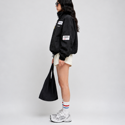 Women's Jacket -Vintage Black Racing Patch Windbreaker