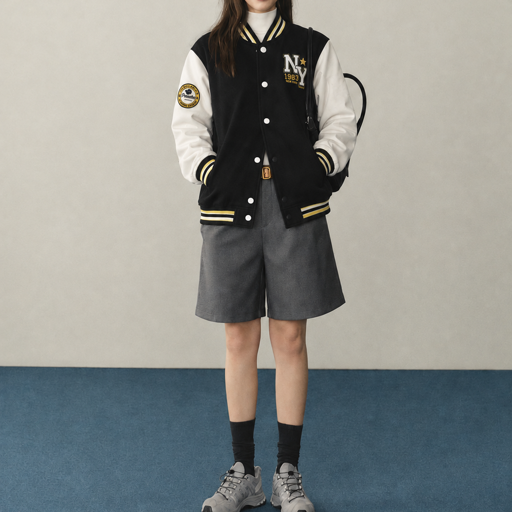 Women’s Jacket – Black & Beige NY 1983 Varsity