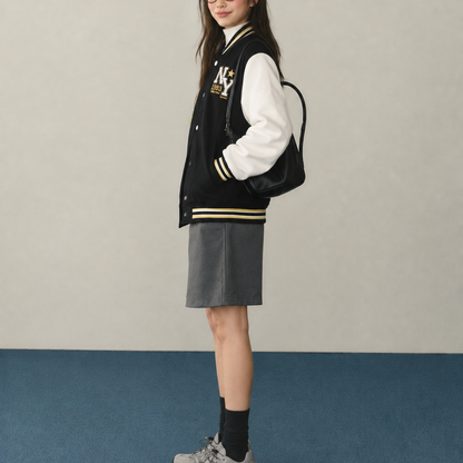 Women’s Jacket – Black & Beige NY 1983 Varsity