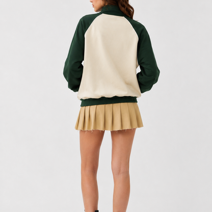 Women’s Jacket - Green & Beige Zip-Up