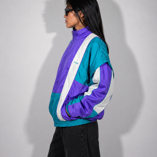 Women's Jacket Vintage 90s Teal Colorblock