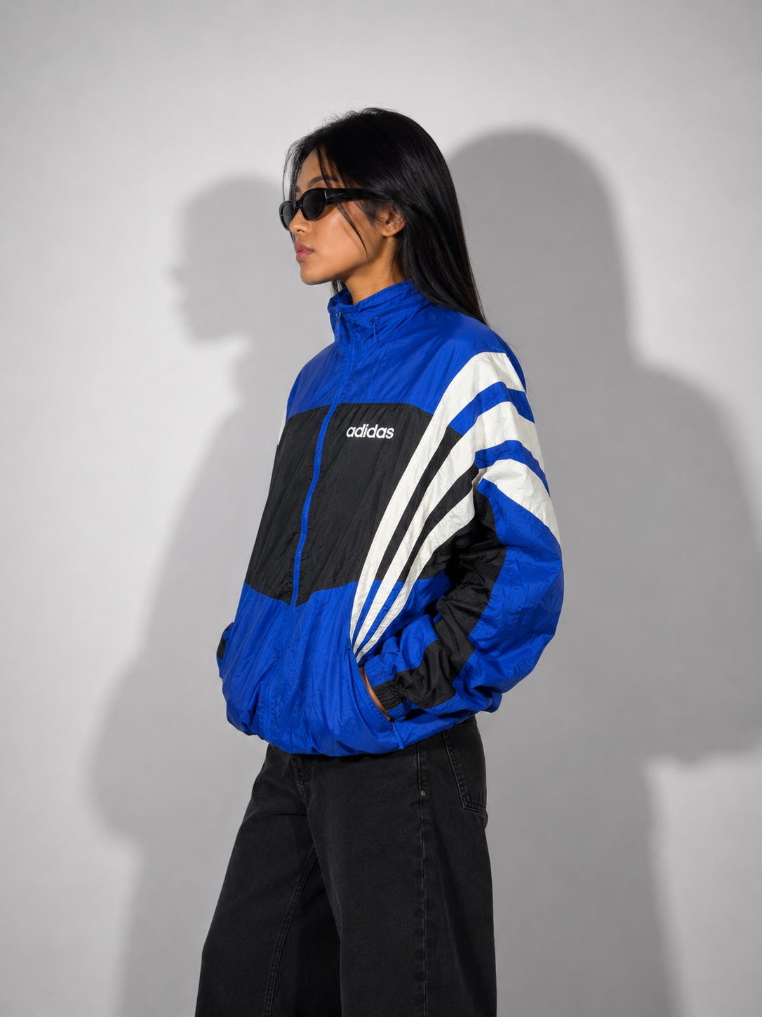 Women's Jacket 90s Retro Colorblock Zip-Up