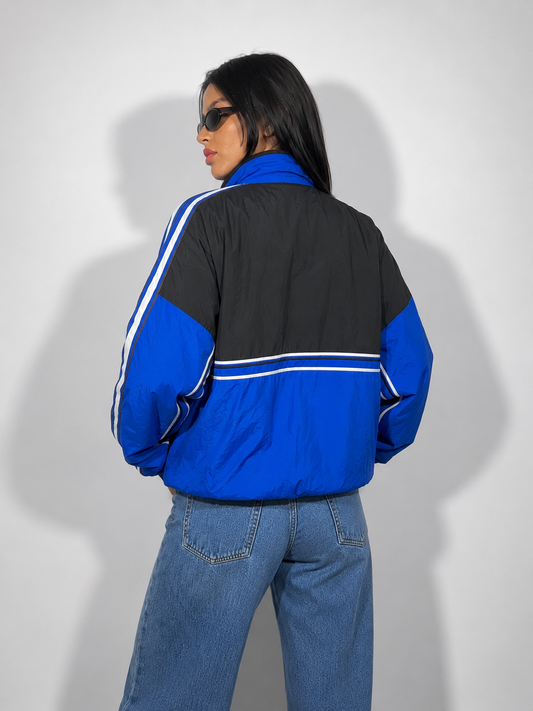 Women's Jacket Vintage Royal Blue Full-Zip Windbreaker
