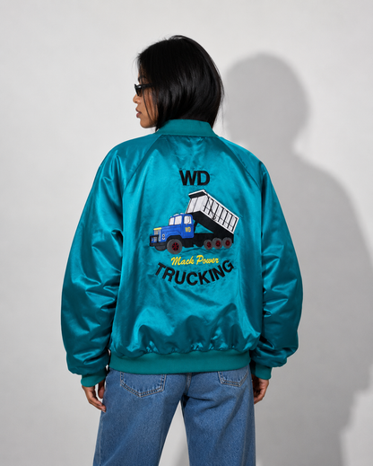 Women's Jacket Vintage Teal Satin Coach